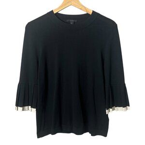 COS Womens Knit Top Black Size Small‎ Preppy Twee Pleated Office Smart Church
